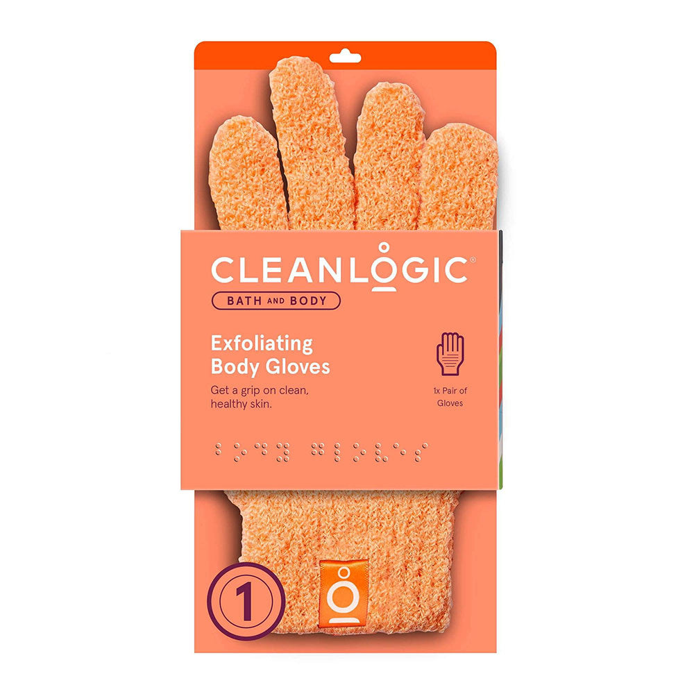 Cleanlogic Exfoliating Stretch Bath and Shower Gloves, Assorted Colors, 1 Pair